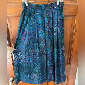 Vintage Geiger Austria Midi Skirt 70s Tapestry Paisley High Waist Full Skirt M